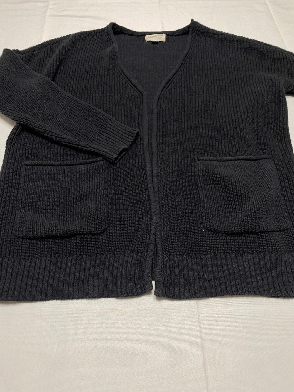 Universal Thread Black Cotton Rib Knit Open Front Cardigan Sweater Womens M